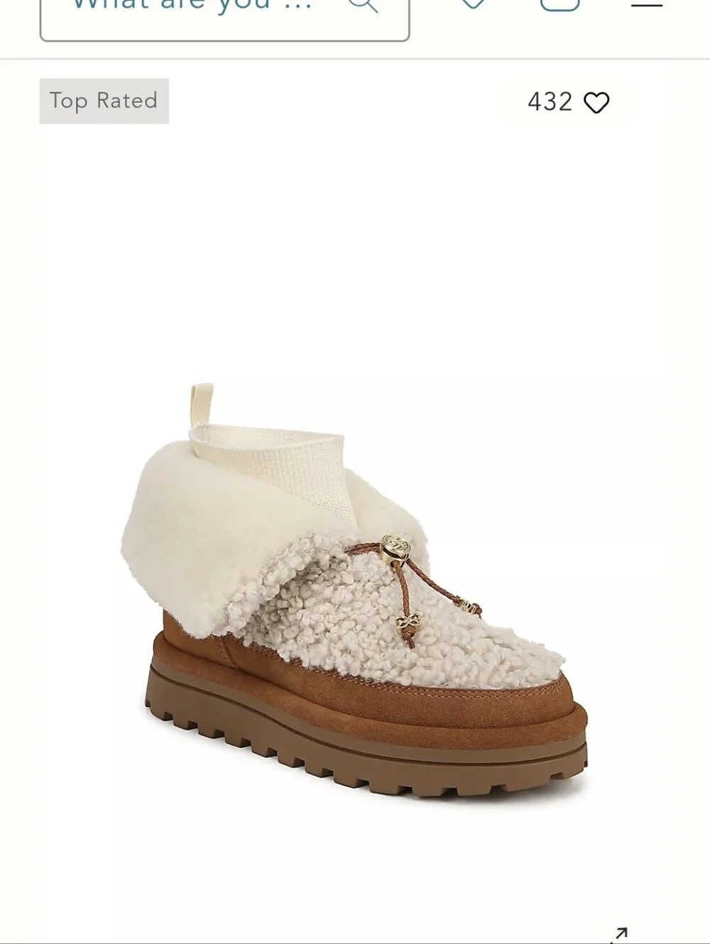 Sam Edelman Shearling-Trim Women’s Ankle Boots in Cream and Brown